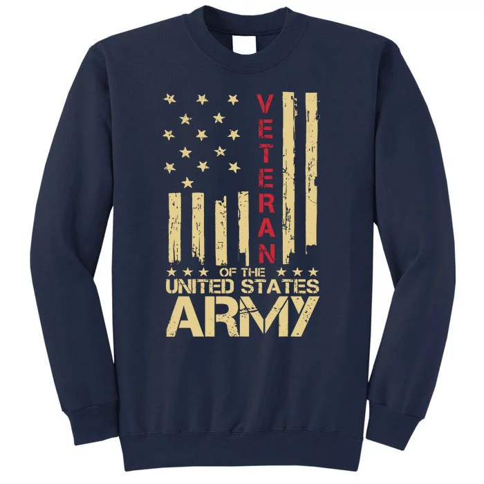 Patriotic U.S Army Veteran Red Line American Flag Vintage Tall Sweatshirt