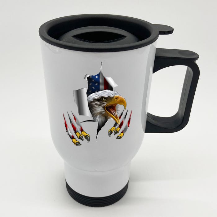 Patriotic Usa Bald Eagle 4th Of July Flag Vintage Front & Back Stainless Steel Travel Mug