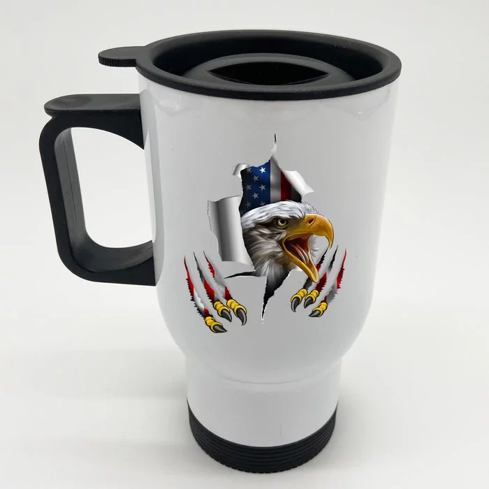 Patriotic Usa Bald Eagle 4th Of July Flag Vintage Front & Back Stainless Steel Travel Mug