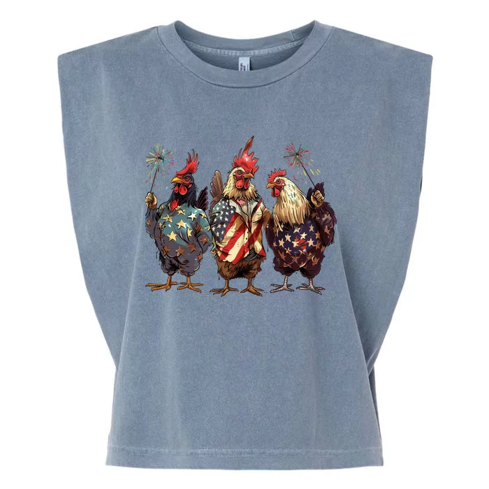 Patriotic Usa Chicken Garment-Dyed Women's Muscle Tee