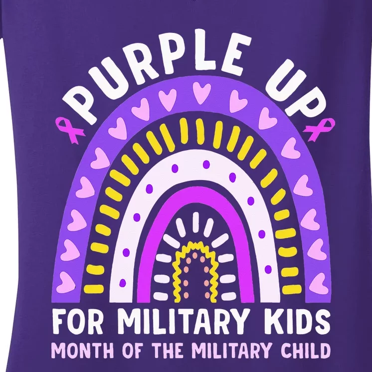 Purple Up Children's Costumes Military Children's Month American Flag Women's V-Neck T-Shirt