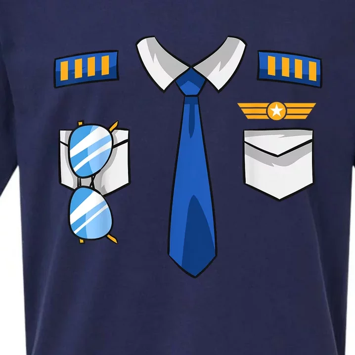 Pilot Uniform Costume Airplane Aviator Aviation Halloween Sueded Cloud Jersey T-Shirt