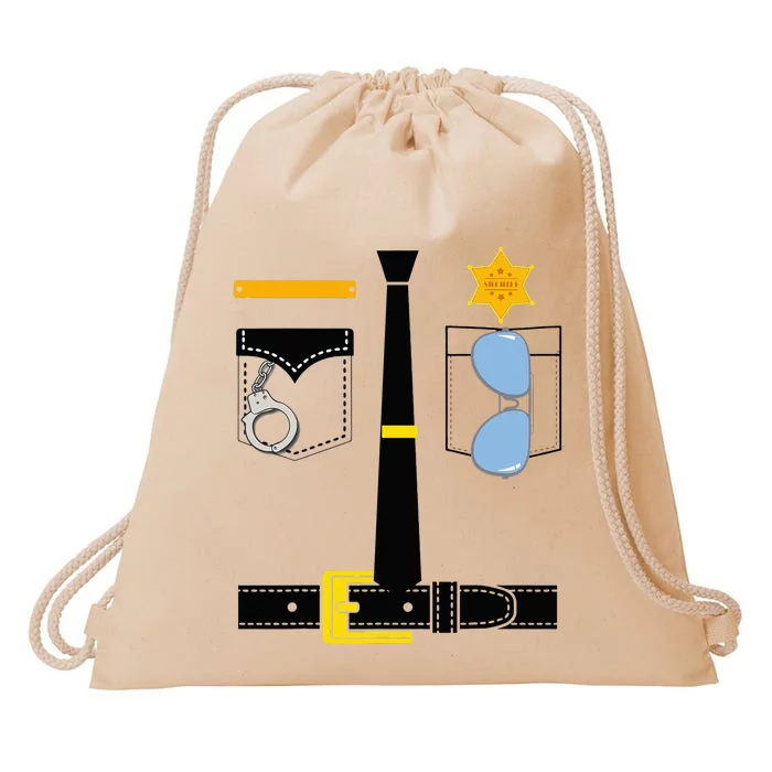 Police Uniform Costume Halloween Drawstring Bag