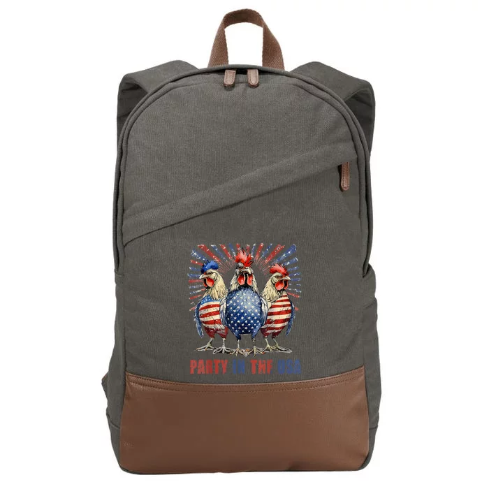 Patriotic Usa Chicken 4th Of July Cotton Canvas Backpack