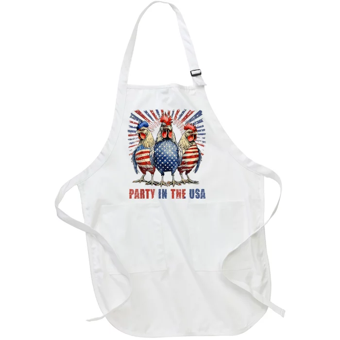 Patriotic Usa Chicken 4th Of July Full-Length Apron With Pocket