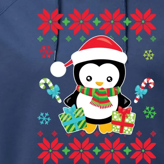 Penguin Ugly Christmas Tacky Xmas Crazy Holiday Candy Canes Gift Performance Fleece Hoodie