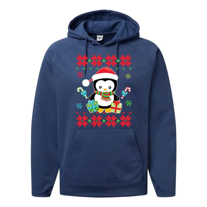 Penguin Ugly Christmas Tacky Xmas Crazy Holiday Candy Canes Gift Performance Fleece Hoodie