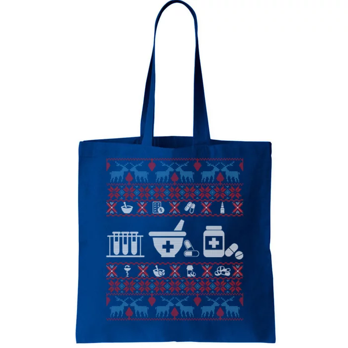 Pharmacy Ugly Christmas Sweater For Pharmacist Christmas Cool Gift Tote Bag