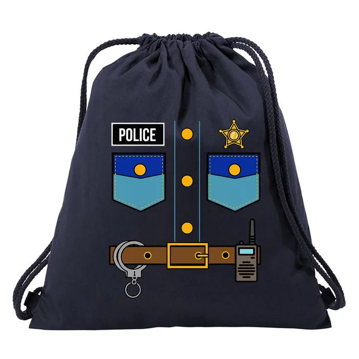 Police Uniform Costume Cool Easy Halloween Gift Drawstring Bag