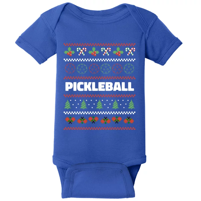 Pickleball Ugly Christmas Design Gift Baby Bodysuit