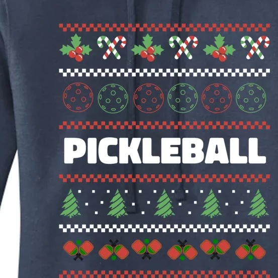 Pickleball Ugly Christmas Design Gift Women's Pullover Hoodie