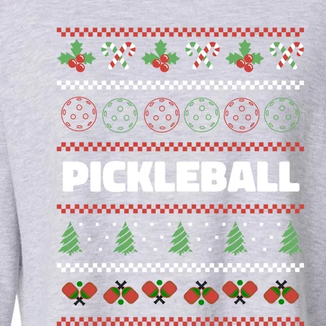 Pickleball Ugly Christmas Design Gift Cropped Pullover Crew