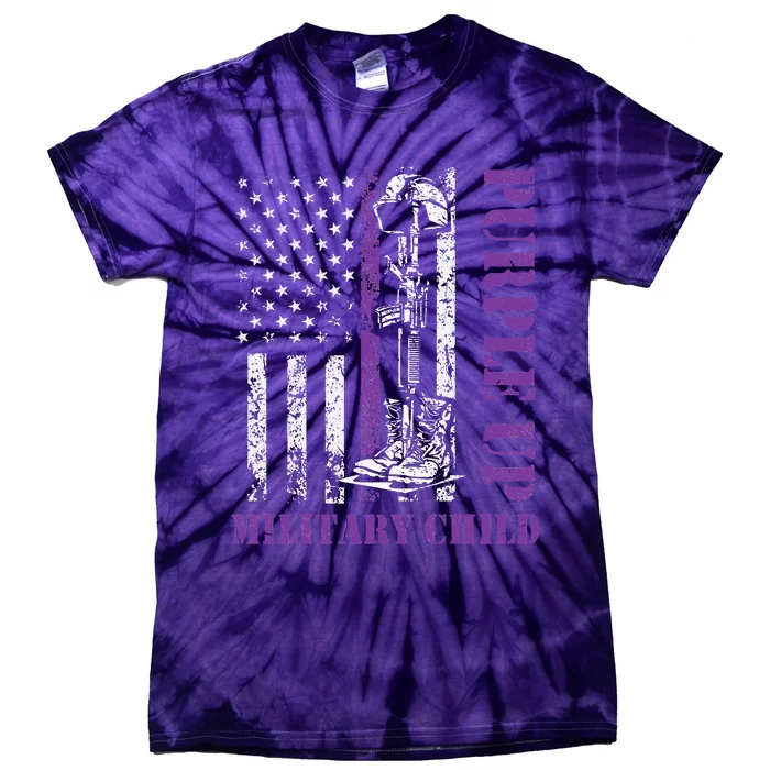 Purple Up Children's Costumes Military Children's Month American Flag Tie-Dye T-Shirt