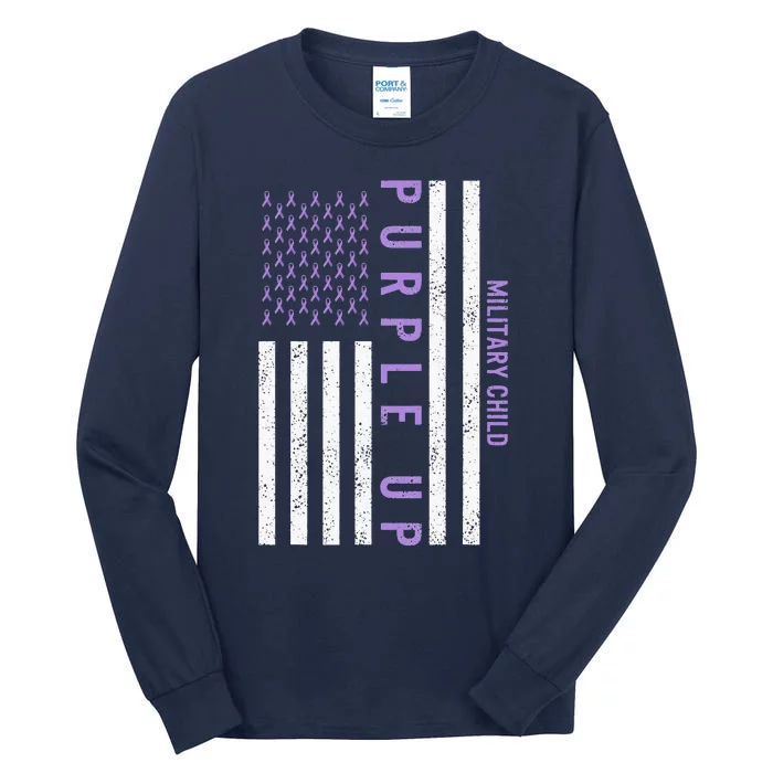 Purple Up Children's Costumes Military Children's Month American Flag Tall Long Sleeve T-Shirt