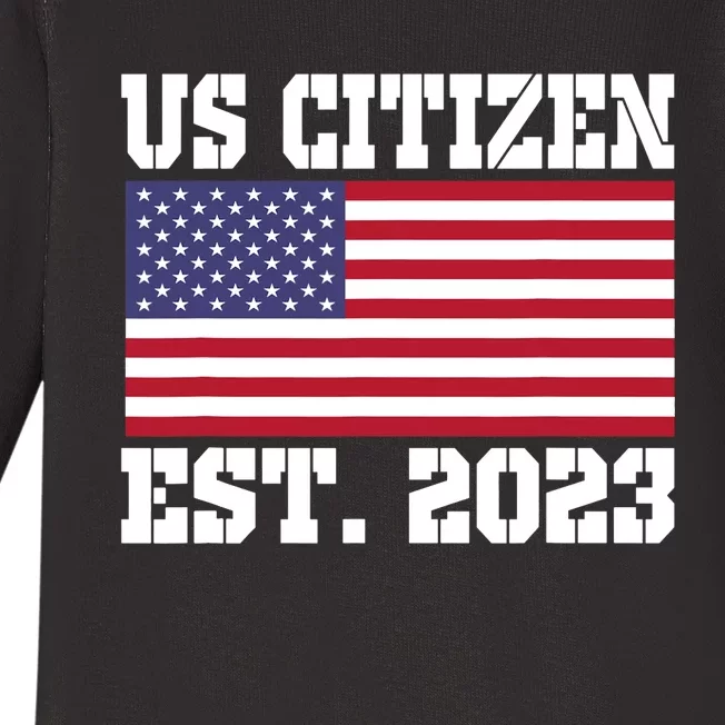 Proud US Citizenship Immigrant American New USA Citizen Flag Baby Long Sleeve Bodysuit