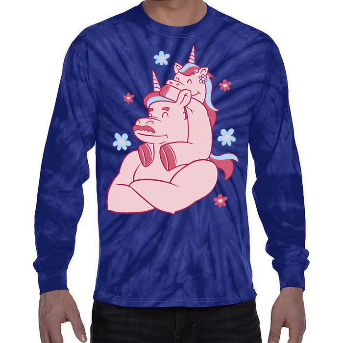 Papa Unicorn Cute Gift Tie-Dye Long Sleeve Shirt