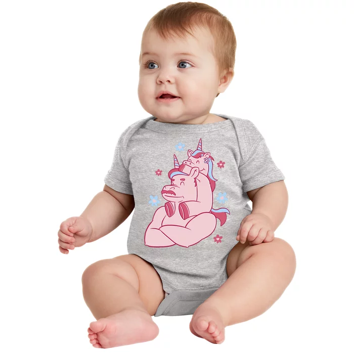 Papa Unicorn Cute Gift Baby Bodysuit