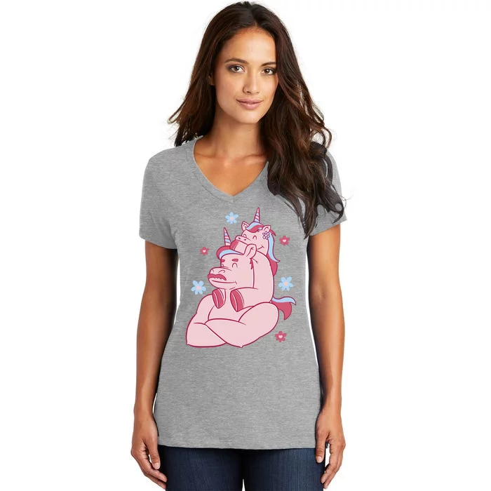 Papa Unicorn Cute Gift Women's V-Neck T-Shirt