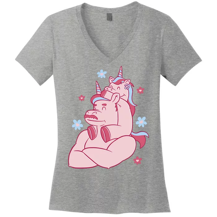 Papa Unicorn Cute Gift Women's V-Neck T-Shirt