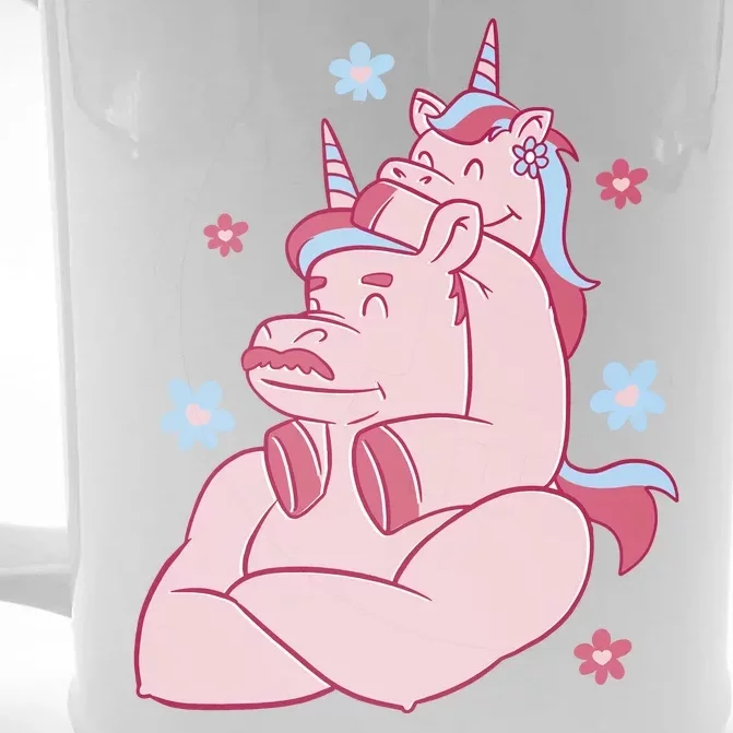 Papa Unicorn Cute Gift Front & Back Beer Stein