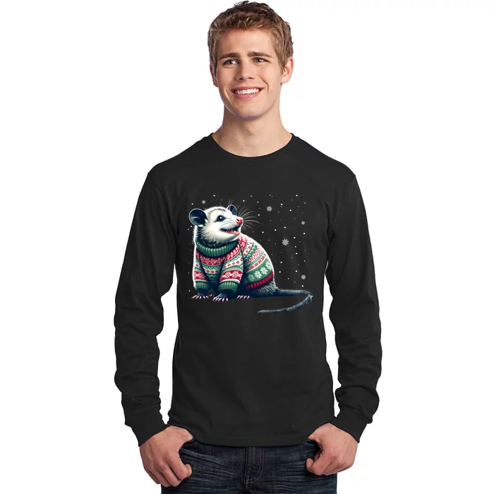 Possum Ugly Christmas Sweater Opposum Lover Rodent Owner Long Sleeve Shirt