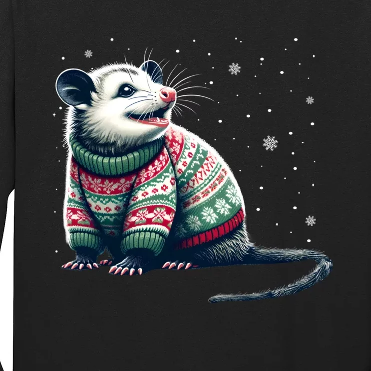 Possum Ugly Christmas Sweater Opposum Lover Rodent Owner Long Sleeve Shirt