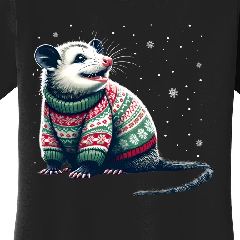 Possum Ugly Christmas Sweater Opposum Lover Rodent Owner Women's T-Shirt