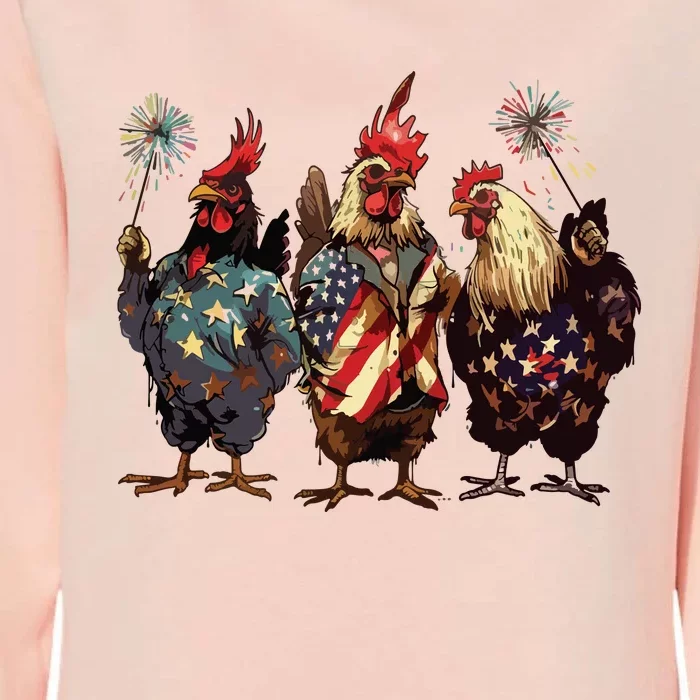 Patriotic Usa Chicken Retro American 4th Of July Womens California Wash Sweatshirt