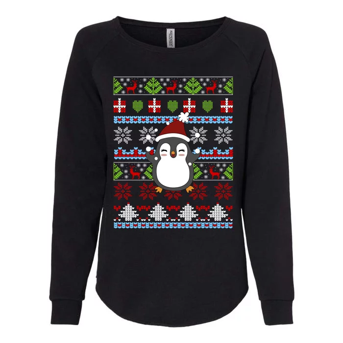 Penguin Ugly Christmas Penguin Gift Womens California Wash Sweatshirt