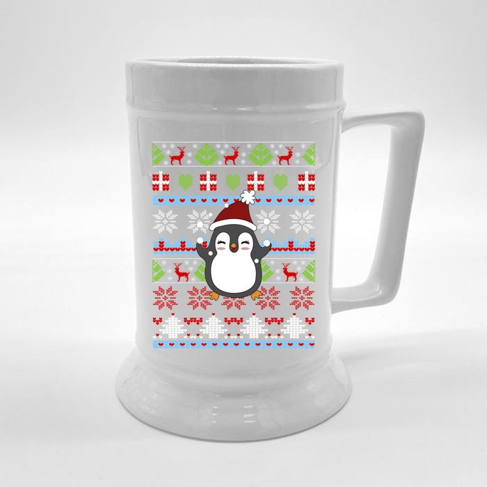 Penguin Ugly Christmas Penguin Gift Front & Back Beer Stein