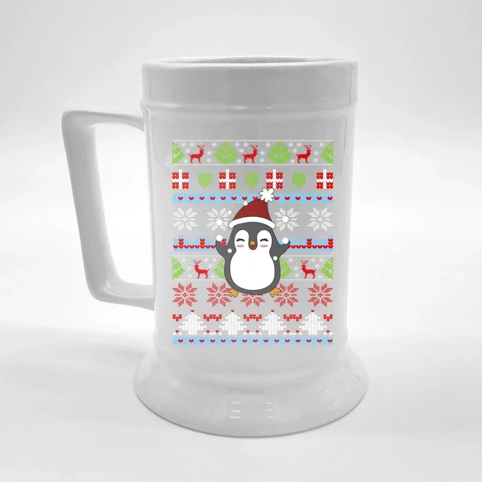 Penguin Ugly Christmas Penguin Gift Front & Back Beer Stein