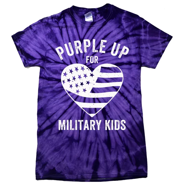 Purple Up Children's Costumes Military Children's Month American Flag Tie-Dye T-Shirt