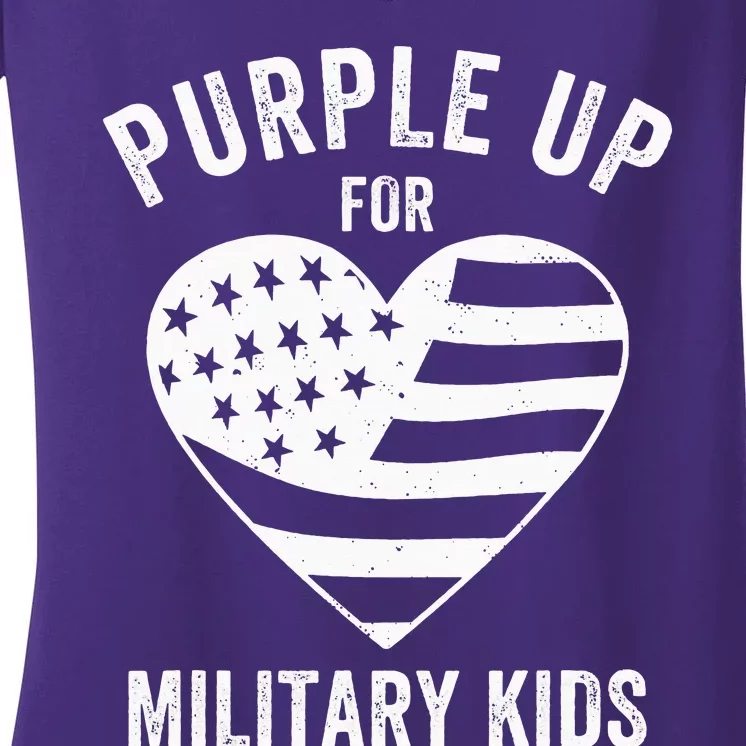 Purple Up Children's Costumes Military Children's Month American Flag Women's V-Neck T-Shirt