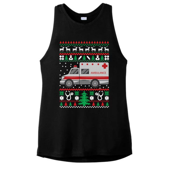 Paramedic Ugly Christmas Funny Gift Holiday Emt Ems Funny Gift Ladies Tri-Blend Wicking Tank