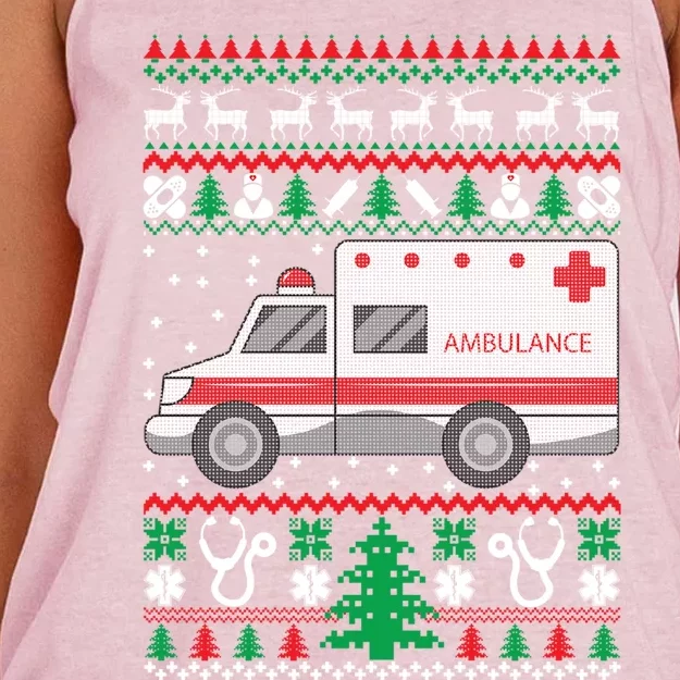 Paramedic Ugly Christmas Funny Gift Holiday Emt Ems Funny Gift Women's Knotted Racerback Tank