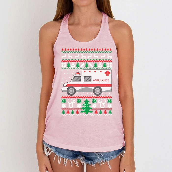 Paramedic Ugly Christmas Funny Gift Holiday Emt Ems Funny Gift Women's Knotted Racerback Tank