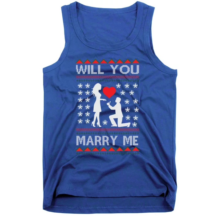 Proposal Ugly Christmas Design Funny Marry Me Gift Tank Top