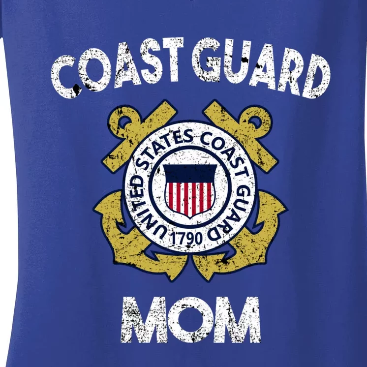 Proud Us Coast Guard Mom Military Pride Gift Women's V-Neck T-Shirt