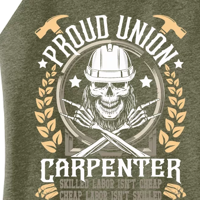 Proud Union Carpenter Woodworking Carpentry Woodworker Women’s Perfect Tri Rocker Tank