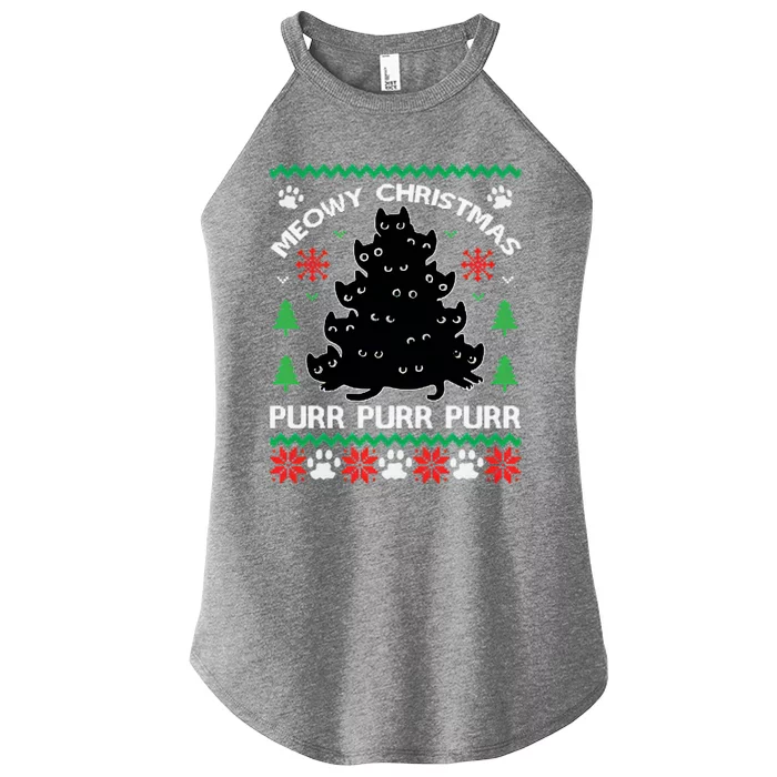 Purr Ugly Christmas Women’s Perfect Tri Rocker Tank