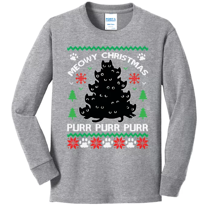 Purr Ugly Christmas Kids Long Sleeve Shirt