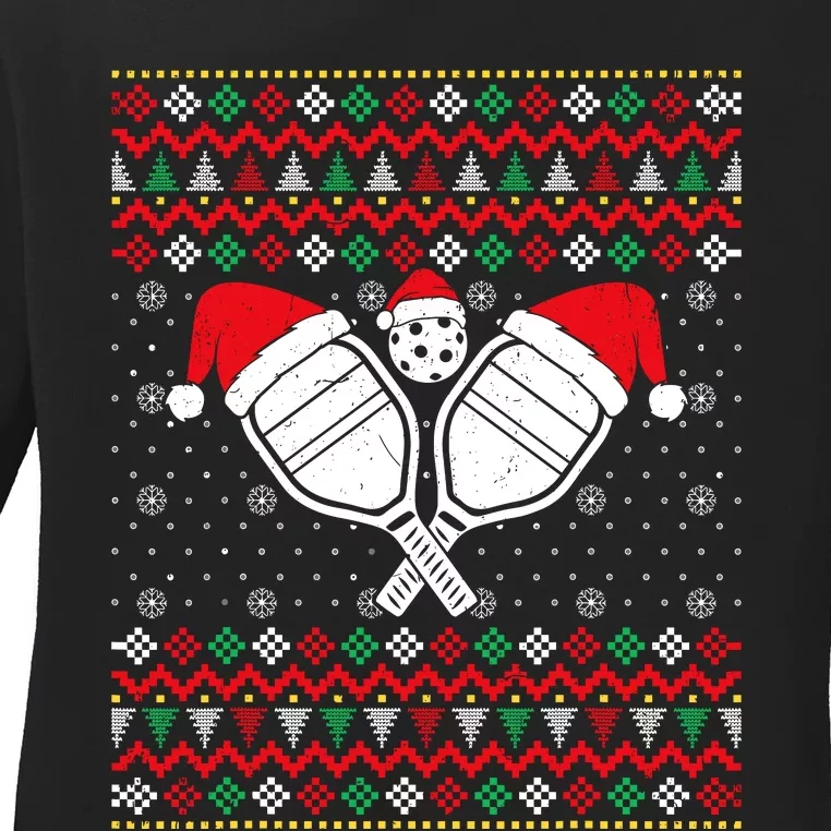 Pickleball Ugly Christmas Sweater Sport Lover Xmas Matching Ladies Long Sleeve Shirt