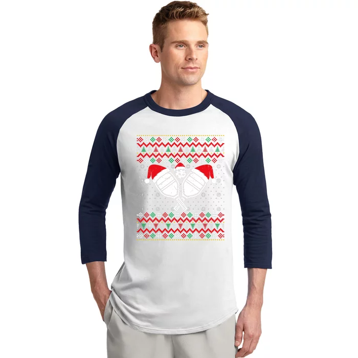 Pickleball Ugly Christmas Sweater Sport Lover Xmas Matching Baseball Sleeve Shirt