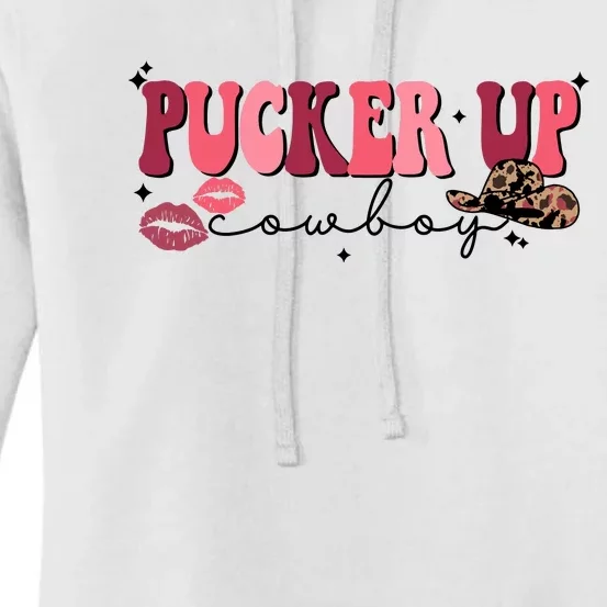 Pucker Up Cowboy Western Howdy Happy Valentine's Day Women's Pullover Hoodie