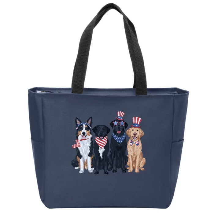 Patriotic Usa Dog  4th Of July Dog Independence Day Zip Tote Bag