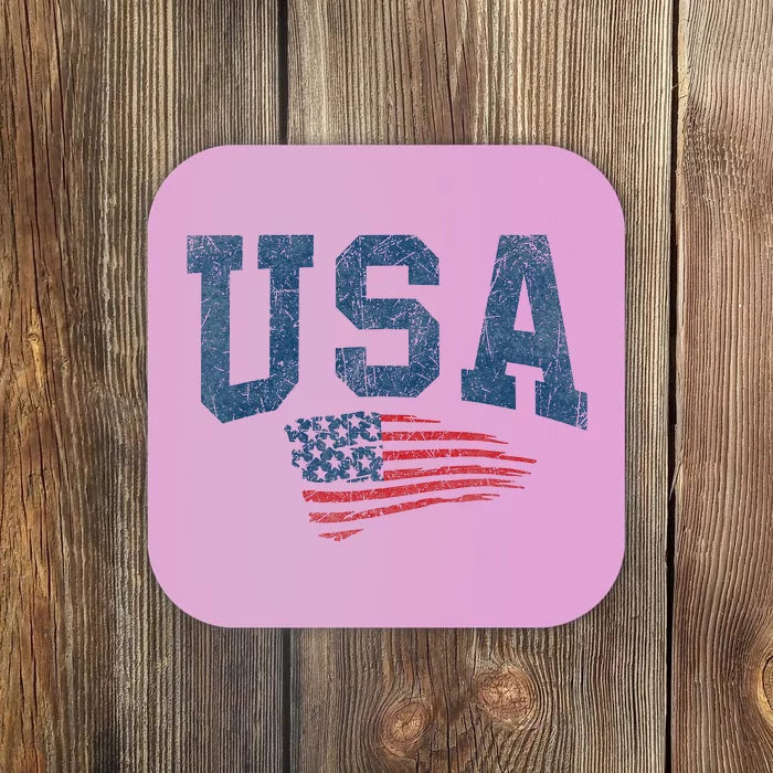 Patriotic USA  Distressed American Flag Coaster