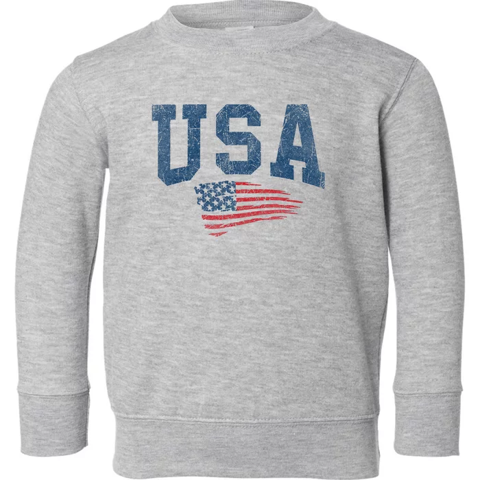 Patriotic USA  Distressed American Flag Toddler Sweatshirt