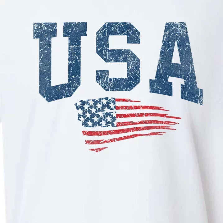 Patriotic USA  Distressed American Flag Sueded Cloud Jersey T-Shirt