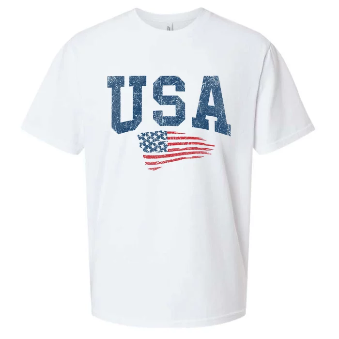 Patriotic USA  Distressed American Flag Sueded Cloud Jersey T-Shirt