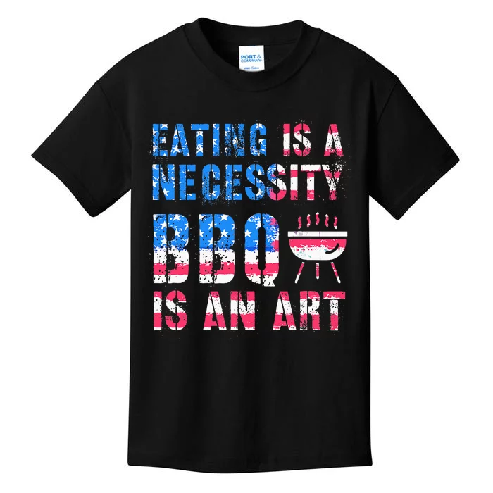 Patriotic Usa Eating Necessity Bbq An Art Grill Daddio Meat Kids T-Shirt